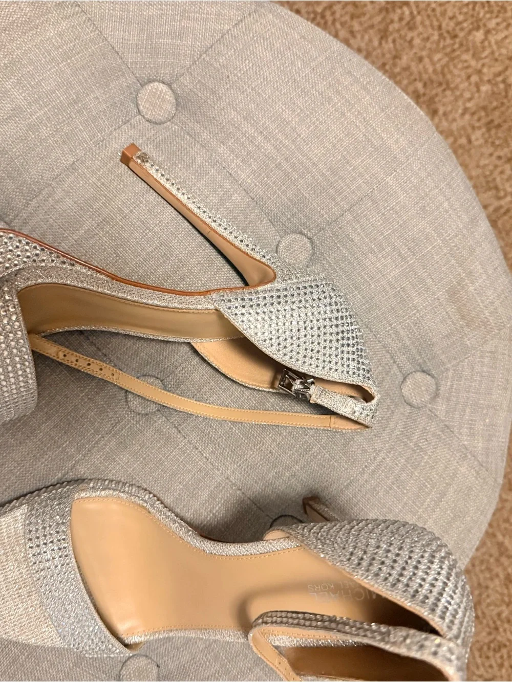 Michael Kors Silver Crystal Platform Sandals
